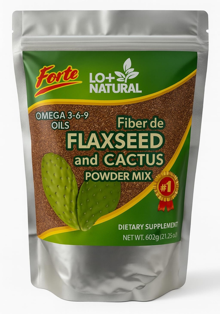 Linaza con Nopal Forte - 8 oz - 100% Natural Flaxseed & Nopal Cactus אבקת - סיבים-Rich Digestive תמיכה - איכות כדור הארץ דיאטה - טבעונית ללא GMO