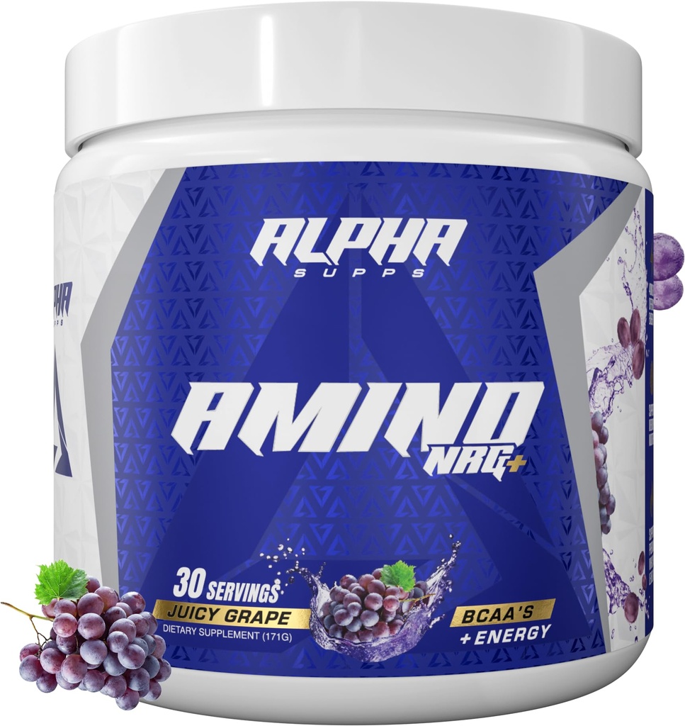 Alpha Supps Amino NRG+ BCAA Amino Energy Recovery אבקה - הידרציה עם אלקטרוליטים - Focus Band for Optimal Performance Support in Men & Women (30 משרתות, גופן)