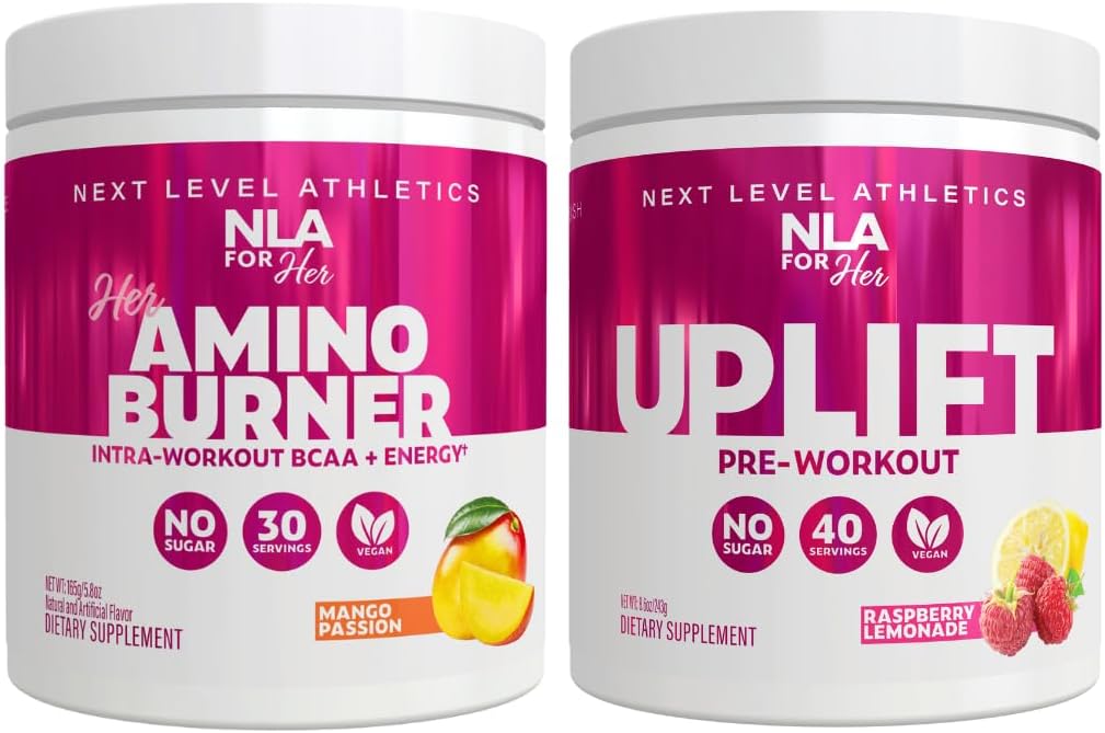 NLA for Her Pre / Intra Workout Stack (כולל את התשוקה שלה Amino Amino Amino Amino מנגו ו Uplift Pre Workout Raspberryade)
