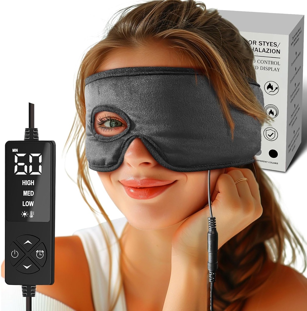 טיפול עיניים Stye Heated עין מסיכה - עין Stye Remover, קומפרס חם לעיניים, Moist Heat Eye Compress for Stye ו- Blepharitis הקלה, Eye Heating Pad for Chalazion Treatment