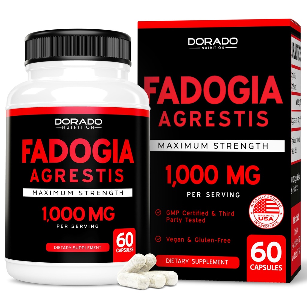 Fadogia Agrestis לחלץ 1000 מ"ג לשרת - כוח מקסימום - כוח, כונן, ביצועים אתלטיים, מסת שריר - צד שלישי נבדק - Zero Fillers - Gluten Free, non-GMO, קפסולות טבעוניות