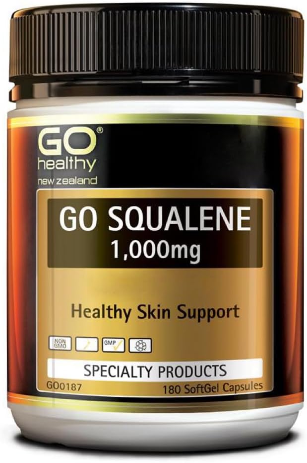 Go Healthy Go Squalene Skin Support, נוגד חמצון הגנה, רמת כולסטרול תמיכה 1000mg 180 Softgel Caps