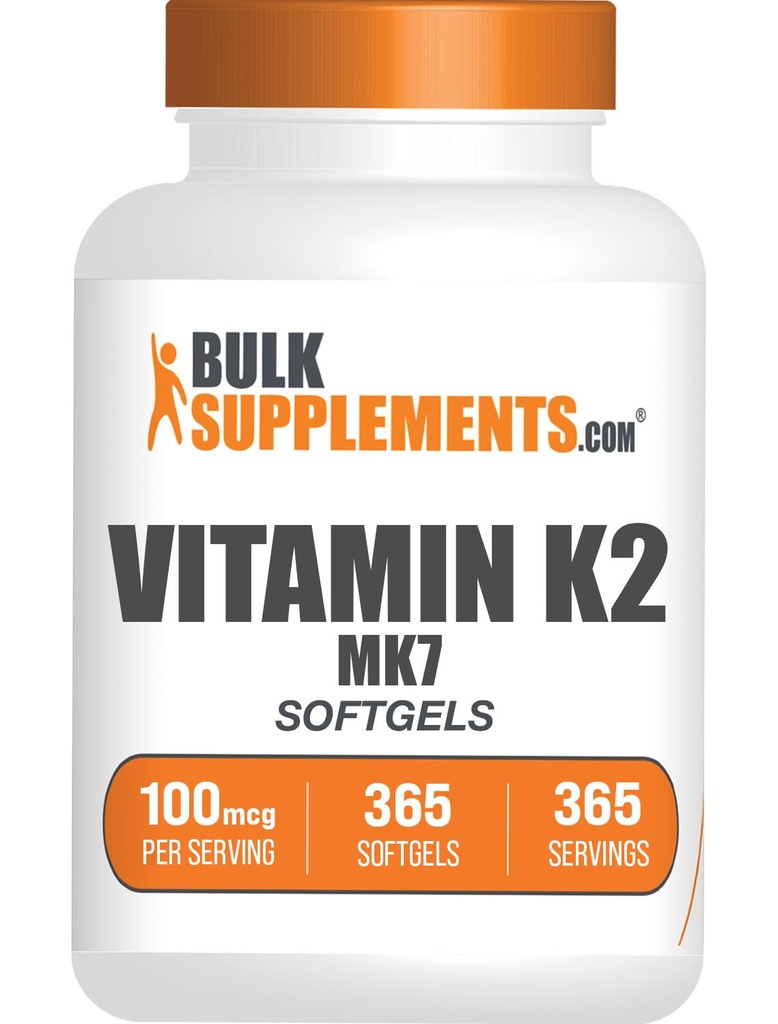 BulkSupplements.com ויטמין K2 Softgels - ויטמין K2 MK7, תוספי ויטמינים - Gluten Free, 1 Softgel לכל משרת, 365 Count (Pack of 1)