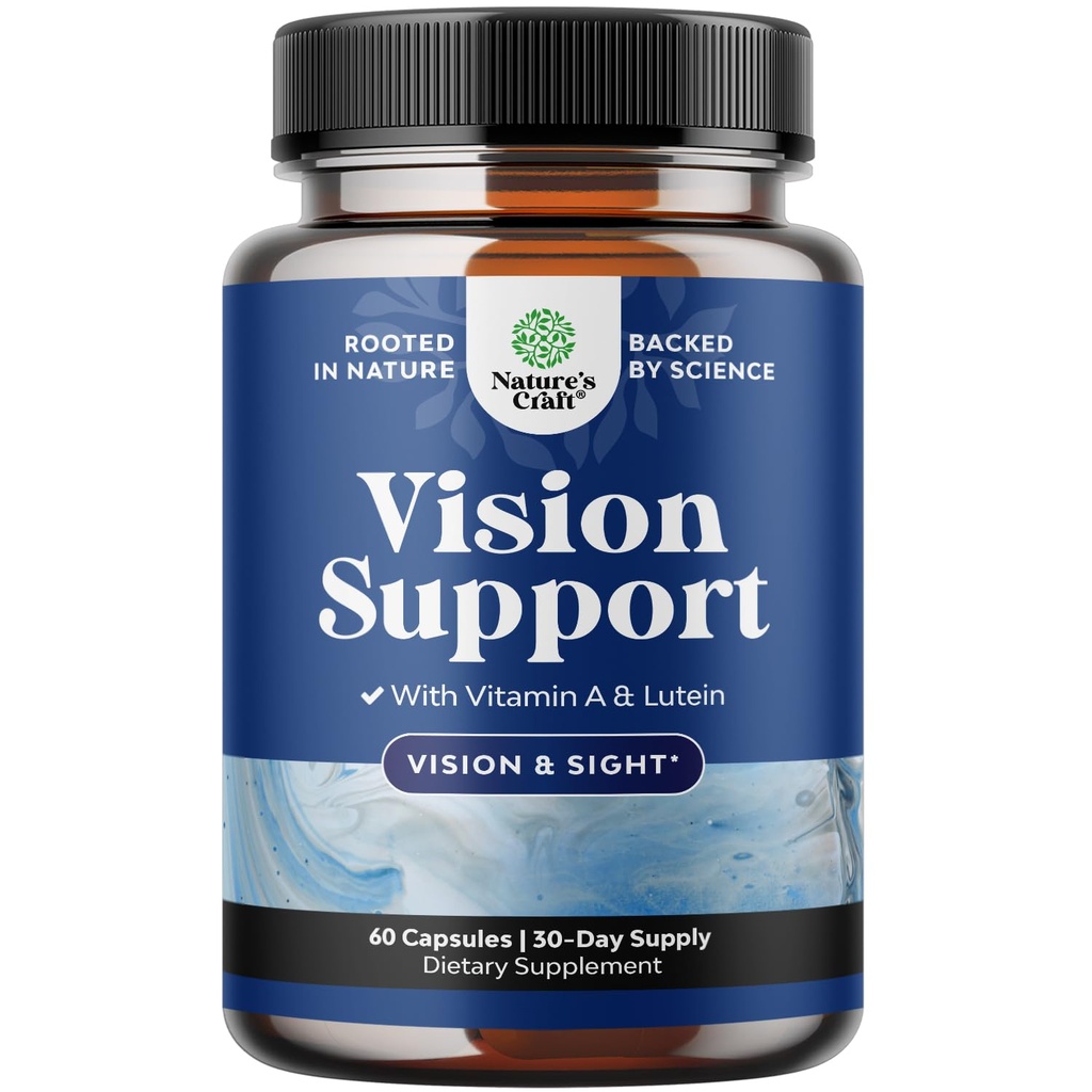 תוסף בריאות עיניים מלא למבוגרים - Lutein 20mg Per לשרת ויטמינים עיניים עבור חזון לחץ עיניים יבש והגנה על אור כחול - מבוגרים עם Beta Carotene עיניים