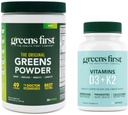 Greens First - Mint - 30 משרתים - ירקות אבקת סופר מזון, 49 Superfoods, 15 + ירקות אורגניים, חלב חינם, טבעוני ללא GMO - 9.86 oz ו D3+K2 ויטמינים, 60 קפסולות ירקות