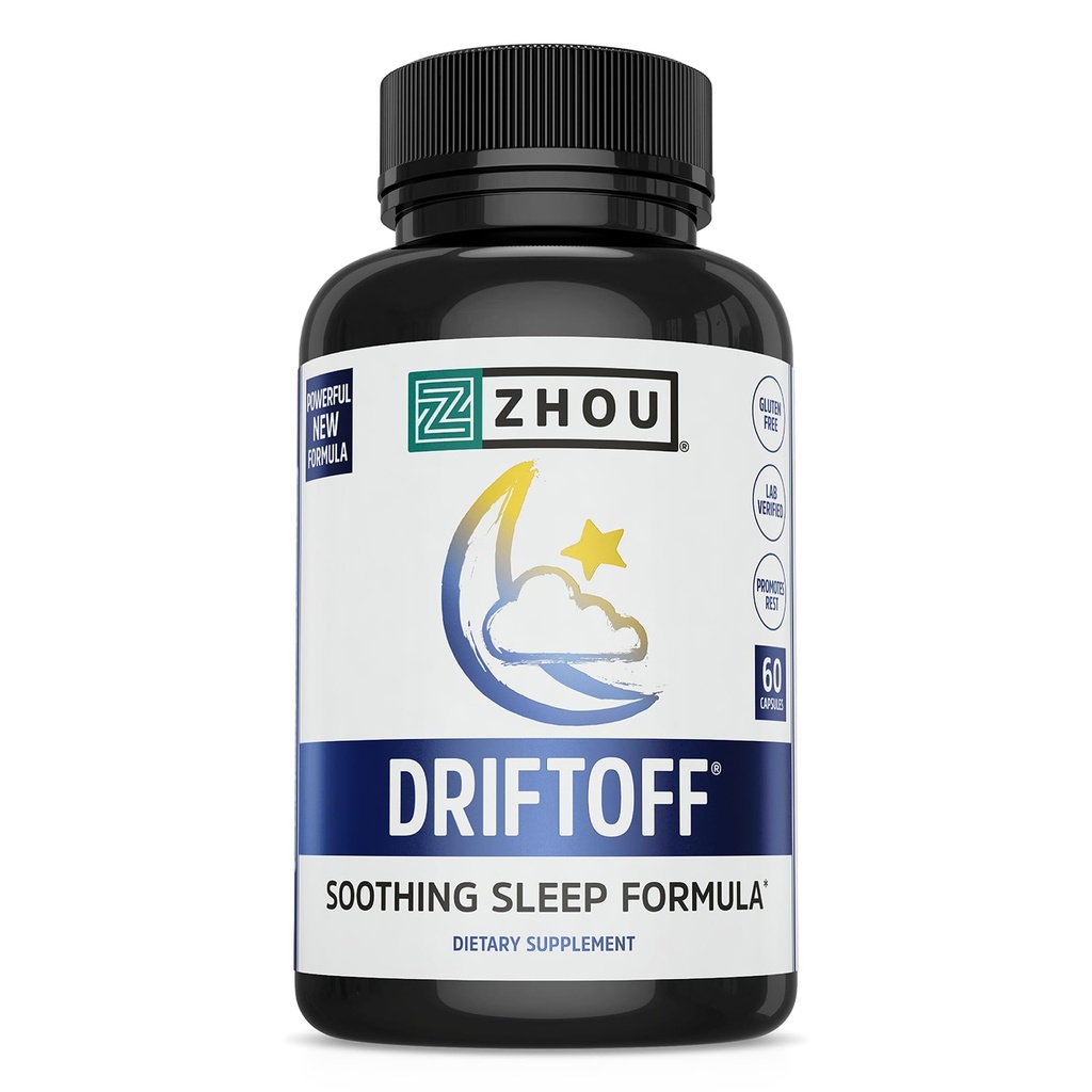 ג'ואו Driftoff - Nature בהשראת Sleep Aid, ולריאן Root & Melatonin for Sleep for Men & Women, Calm Sleep Supplement for Adults with Gaa & Chamomile to Wait - 60 Veggie קפסולות