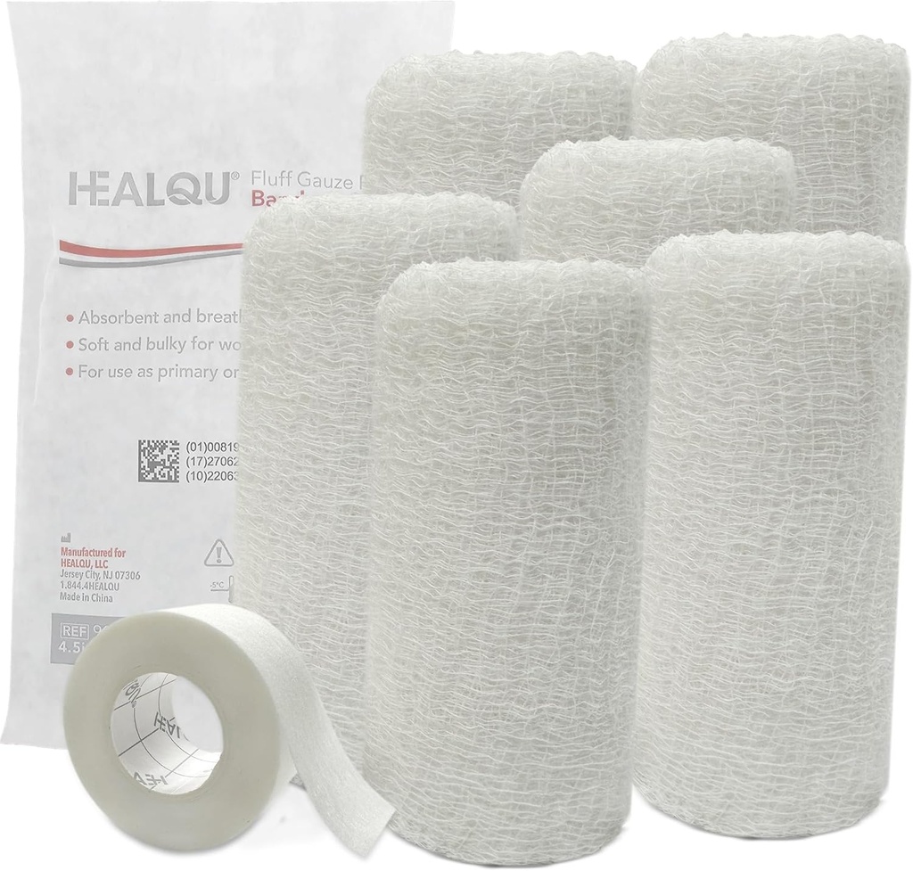 Kerlix Gauze Bandage Rolls - 4 1/2 ב x 4.1 Yds, 6 Ply - 6 יחיד Sterile Pocuhes - תוספת Absorbency - Free, בית החולים כיתה כותנה פלופיג Wrap קרינקיל סגנון - עבור Wound Care & First Aid