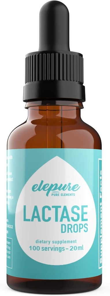 100 משרתים - Lactase Drops Lactose Intolerance Enzyme - 20 מיליליטר