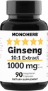 MONOHERB Geneseng לחלץ 1000 מ"ג - 90 קפסולות צמחוניות