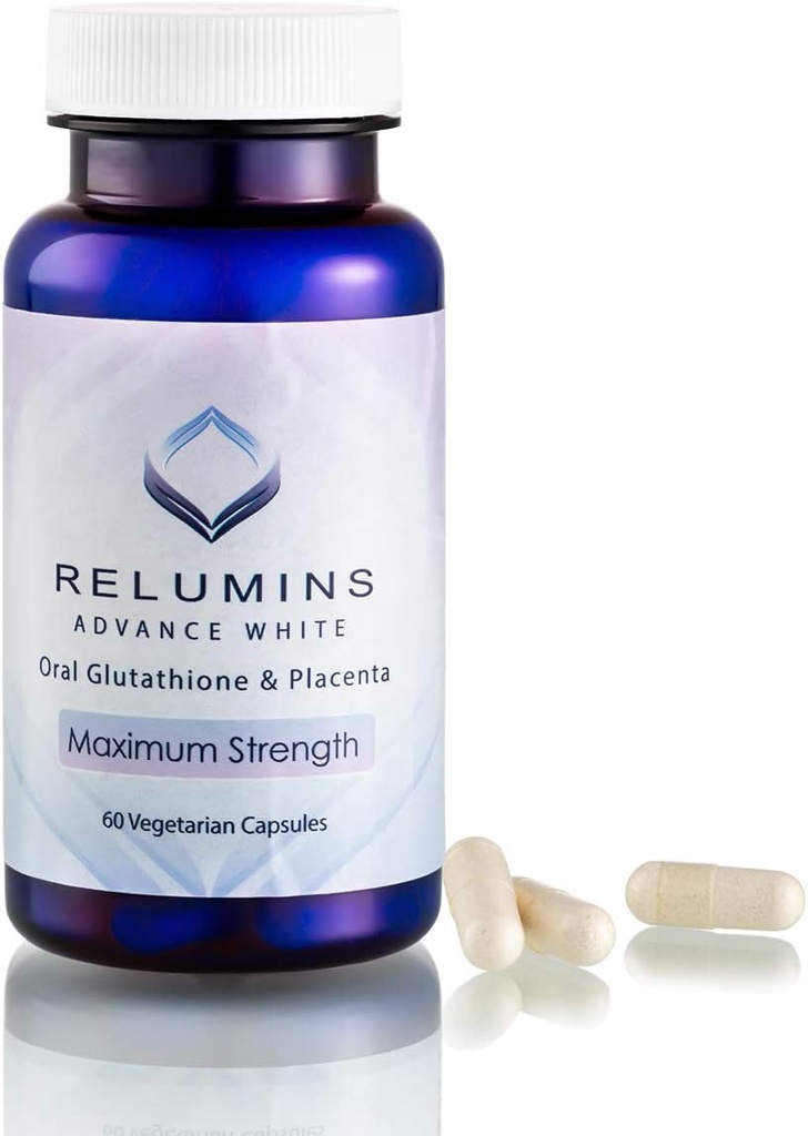Relumins מתקדם White Glutathione קפסולות - תוספי כוח מקס עם ALA, Placenta, Rose HIPS & ויטמין C - תמיכה Collagen & Youthful Skin, המיוצר בארה"ב - 60 Caps Caps