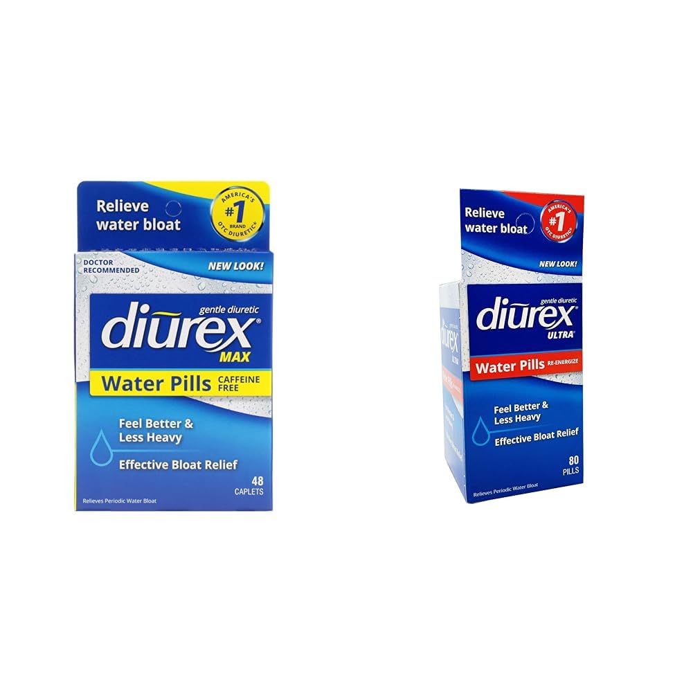 Diurex Max - Power Caffeine-Free Diuretic Water Pills - Feel Better and Less Heavy & Ultra Re-Energating Water Pills - Relieve Water Bloat - Feel Better & Less Heavy - ספירת 80
