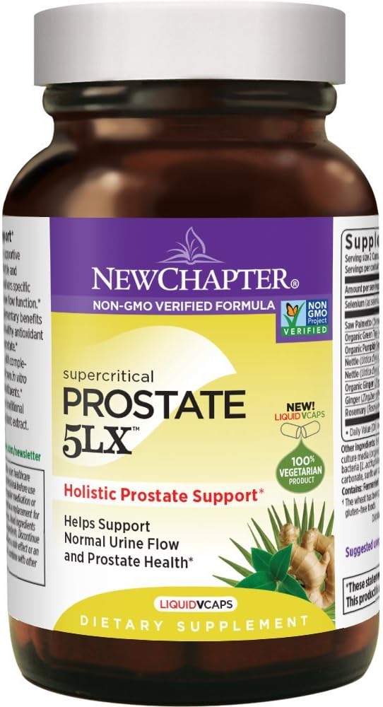פרק חדש Prostate 5LX תוספת עם Saw Palmetto Plus Selenium Vegetarian כמוסות, 180 הרוזן