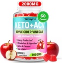 Apple Cider Vinegar Gummies, Fast Ripped Keto ACV Gummies, Max Power 2000 מ"ג, פורמולה עם תה ירוק, B6 & B12, Probiotics, ACV for Metabolism, Digest, Detox & ניקויse, 60 Counts Counts Counts