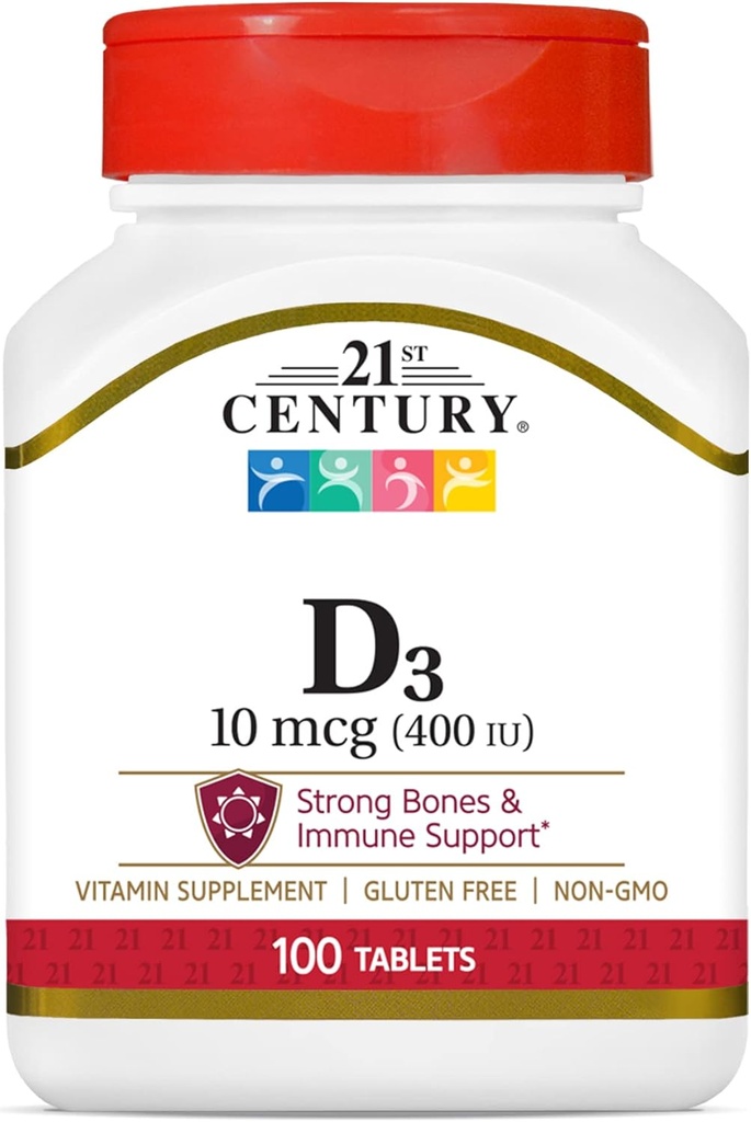 המאה ה-21 D3 400 IU Tablet, 100 Count