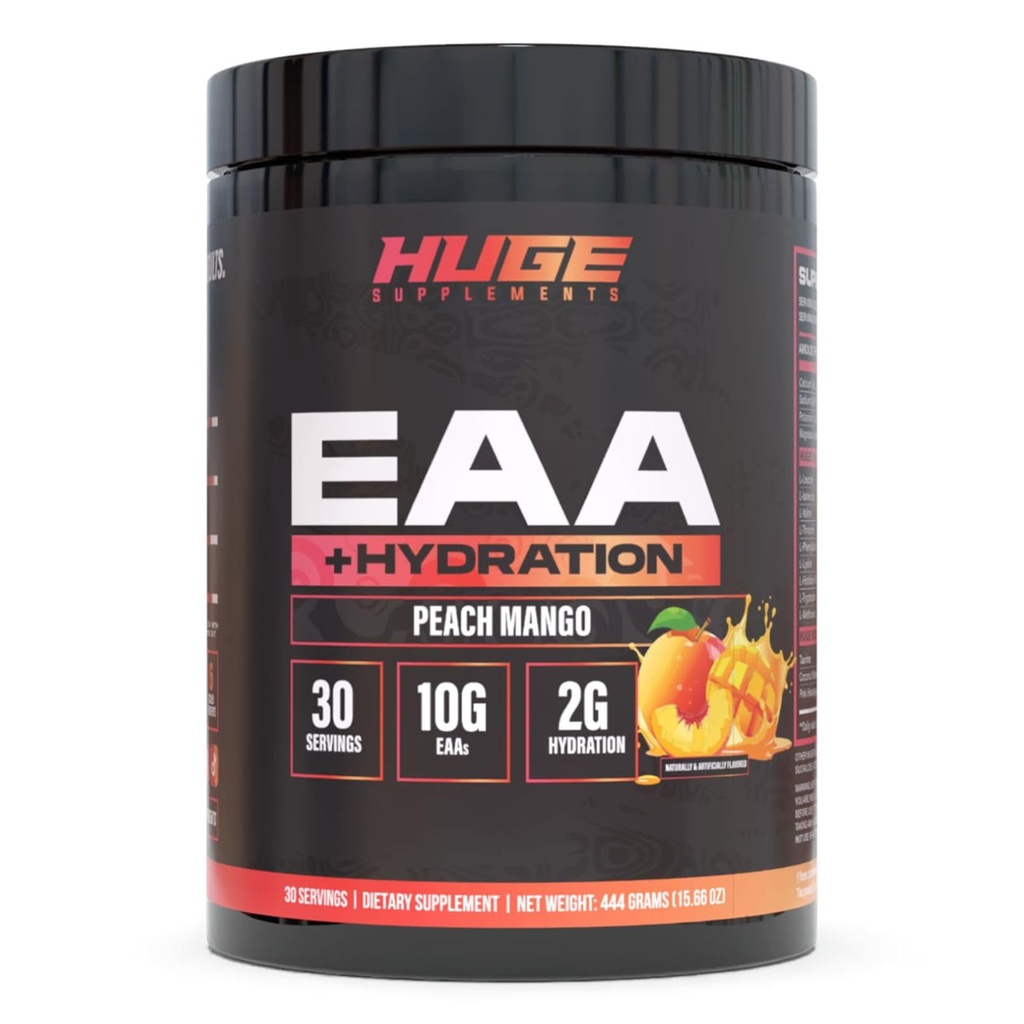 תוסף EAA ענק, הגבוה ביותר Dosed Essential Amino Acid אבקת, 12.8g EAAs & 8g BCAAs Per משרת, צמיחה שרירים, התאוששות וביצועים (Peach מנגו)