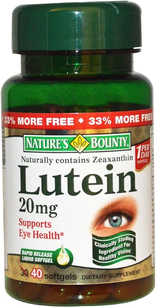 Nature's Bounty Lutein 20mg, 40 Softgels