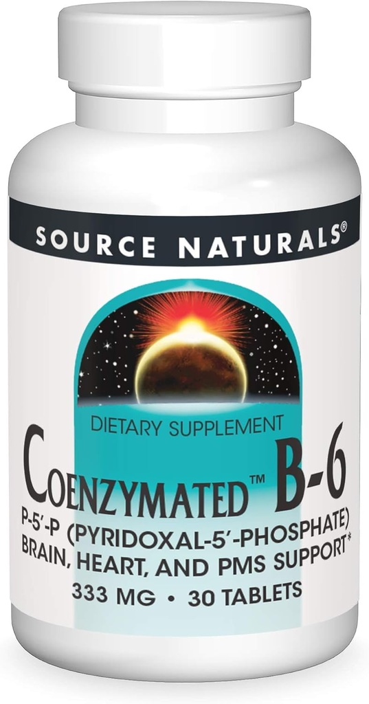 מקור Naturals Coenzymated B-6, מקדם מערכת עצבית בריאה*, 333 מ"ג - 30 טבליות
