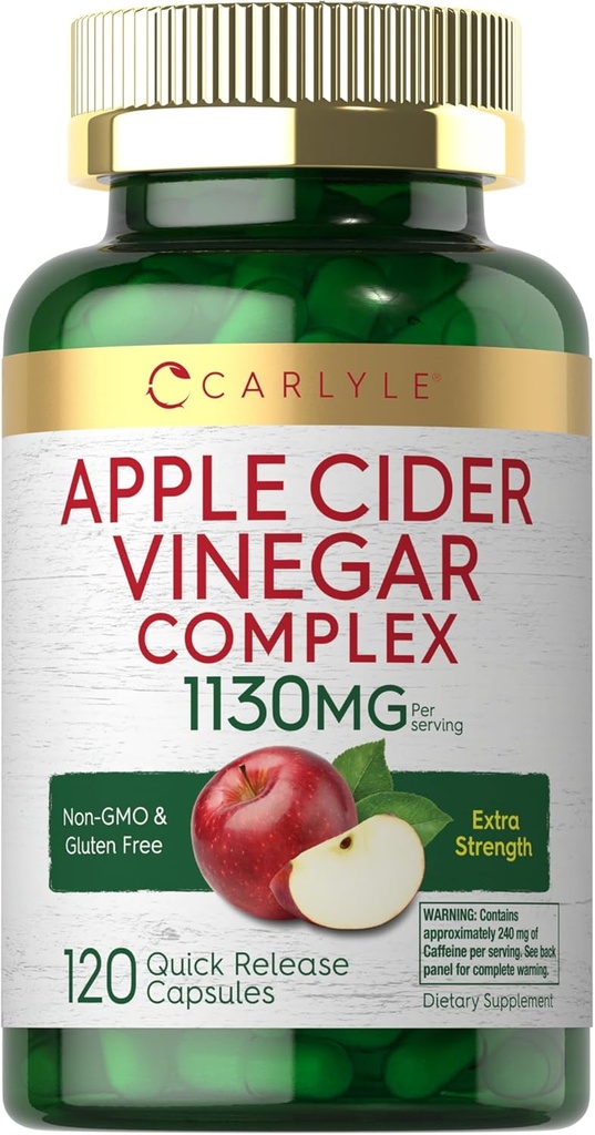 Karlyle Apple Cider Vinegar Complex כמוסות | 120 גלולות | עם קייאן וג'ינג'ר | Non-GMO & Gluten Free Supplement