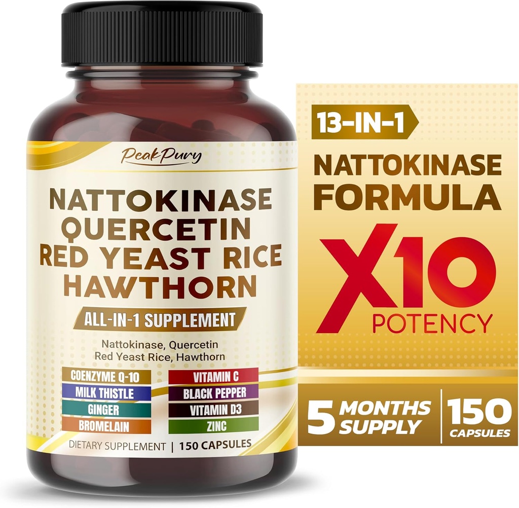 Nattokinase 5000FU Quercetin Red Yeast Rice הותורן - תמיכה כללית לבריאות - Made in USA