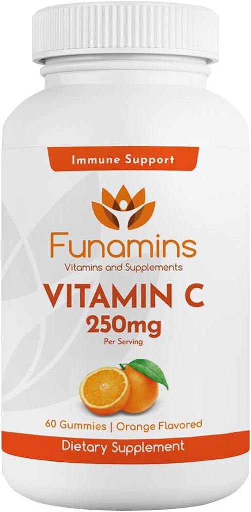 ויטמין C Gummies, 250 מ"ג לשרת, 60 הרוזן, טבעוני, אנטי תחמוצת, תמיכה במזל, שרירים, מפרקים; לילדים ומבוגרים; כתום פלאדור