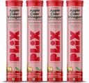 PLIX Apple Cider Vinegar Efferscent Tablet with the Mother, 700 מ"ג ACV עם VIT B12, B6, Pack of 4 | טבעוני, No added Sugar, non-GMO & Gluten-Free