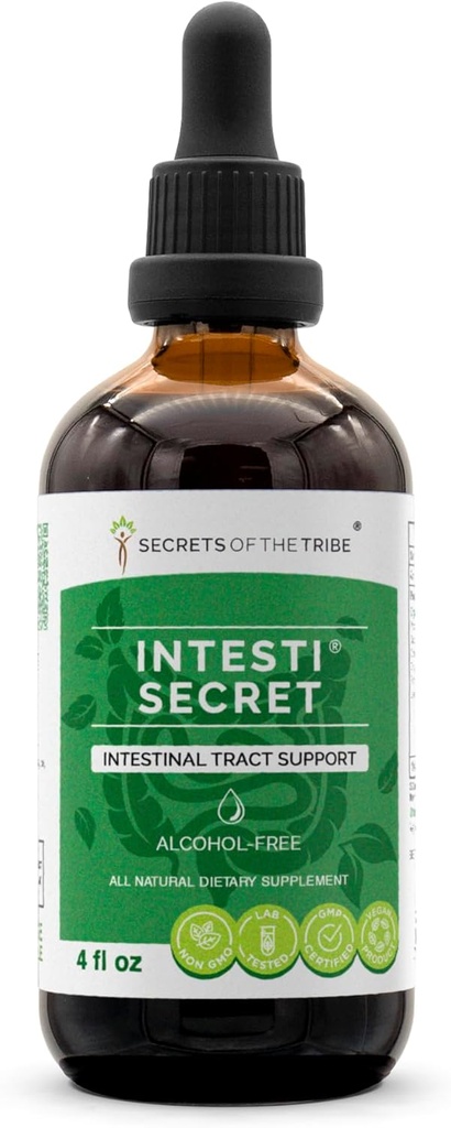 Intesti Secret Alcohol-Free Extract, Peppermint, Dandelion, Cloves, ג'ינג'ר, Fennel Seed, Lavender. Glycerite Tincture Intestinal Tract Support (4 floz)