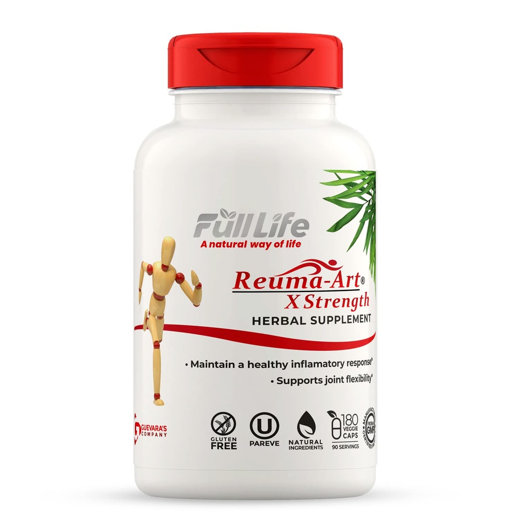 Full Life Reuma-Art Xחוזק - 400 מ"ג תוספי צמחי - תומך בגמישות משותפת - 180 ווג'י קפסולות
