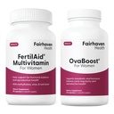 FertilAid for Women & Ovaboost Combo, תוספת פוריות נשית ווויטמין פוריות טבעי עם Myo-Inositol, Vitex & ויטמינים כדי לתמוך Ovulation, מחזור סדירות איכות ביצה, 1 חודש אספקה