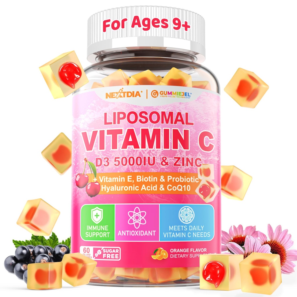 ויטמין C 1000 מ"ג + D3 5000IU + Zinc Filled Gummies, Folate 800mcg Chewable תוסף, Elderberry עבור Immune, Hyaluronic Acid, VE, עבור יופי, אנרגיה ובריאות כללית, סוכר חינם, טבעי, טבעי, טבעי, טבעי, טבעי, סוכר, טבעי.