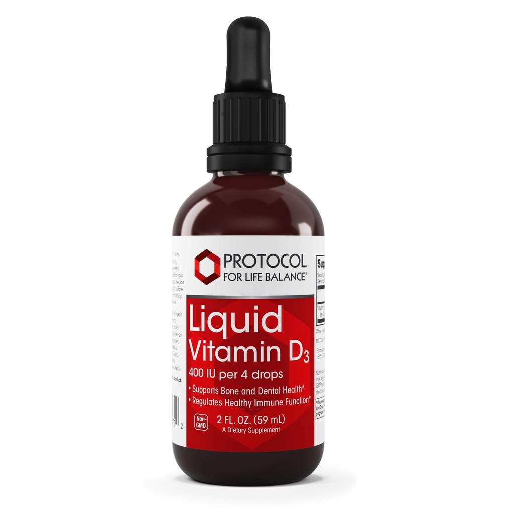 ProTOCOL for Life BALANCE - ויטמין D-3 נוזלי - תומך ב- Calcium Absorption, Bone and Dental Health, and Immune Function in Easy to Administer Drops - 2 Fl oz (60 מ"ל)