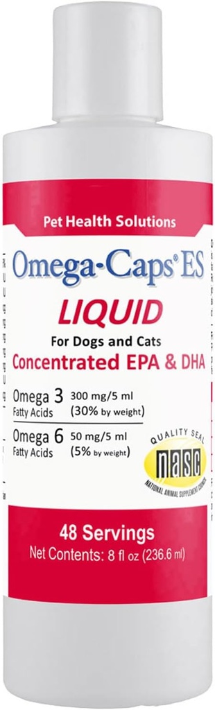 נוזל לכלבים וחתולים High Potency אומגה 3 ואומגה 6 חומצות שומן הצטברו EPA ו- DHA שמן תוסף שמן שמן Vet פורמולה נעשה במשותף בארה"ב Skin Coat Joint and Heart Health 8 floz 48 משרתים