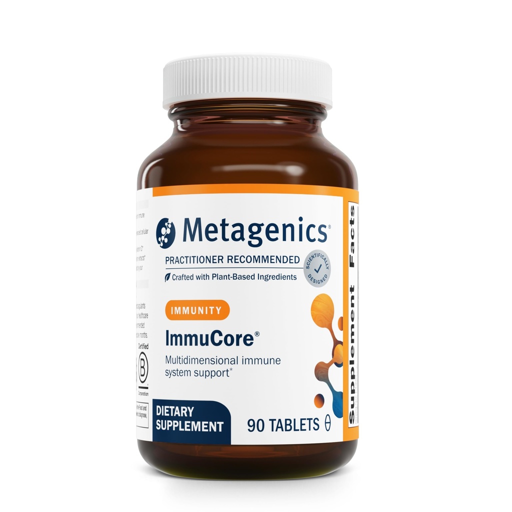 Metagenics ImmuCore - תמיכה כספית עם ויטמין C & D3, Zinc, Selenium & Mushroom Extracts * - תמיכה אנטי-חמצן ונשימה * - Non-GMO, Gluten-Free 90 Tablets