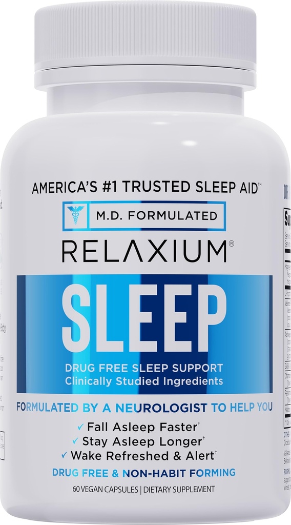 רגיעום Sleep Aid - פורמולה כוח מקצועי למבוגרים | 5mg Melatonin, Magnesium Glycinate, Valerest & Ashwagandha | Non-Habit Forming Sleep Support