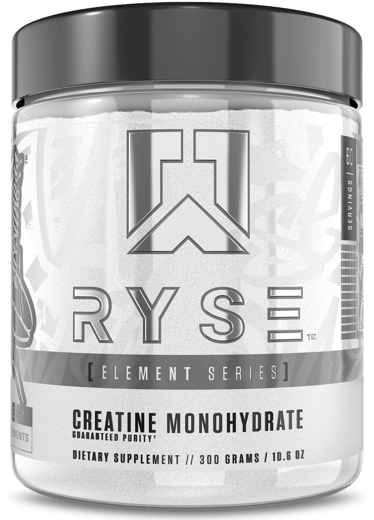 RYSE Creatine Monohydrate אבקת - Unflavored - תומך גברים ונשים Lean שריר צמיחה, כוח, כוח, אנדורנס - עוזר להפחית עייפות ולשפר את שיקום העבודה - 60 משרתים