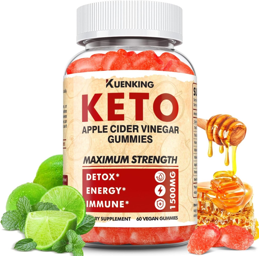 Keto ACV Gummies מתקדם פורמולה, Apple Cider Vinegar Gummies פורמולה עם אבקת מיץ Pomegranate B12, 1500MG טבעוני non GMO 56 Gummys