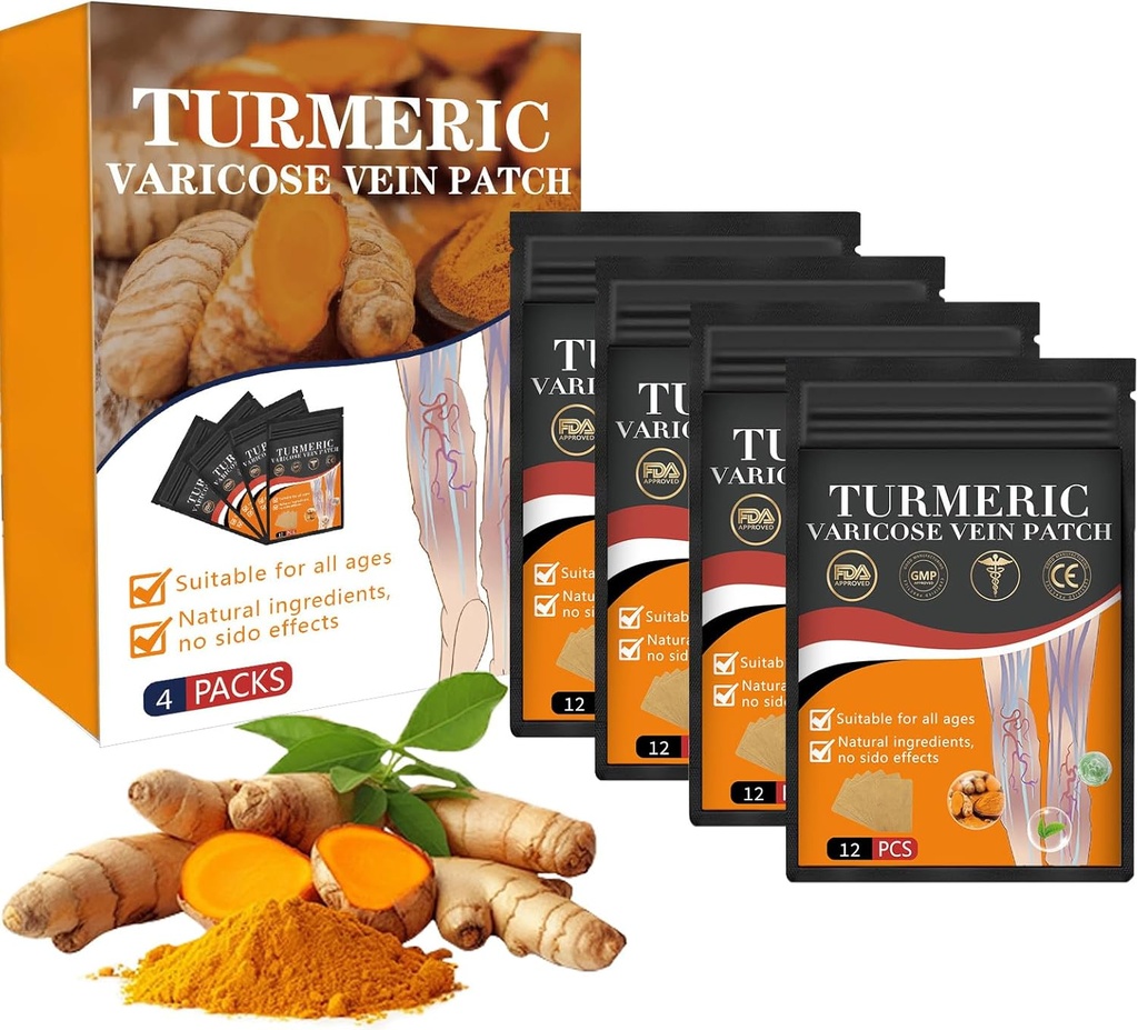 1 Box Fur Zero Turmeric Varicose Vein Patch - 2024 New Turmeric Vein Patches,Naturally מקלות varicose Veins במחוקקים ו עכבישים