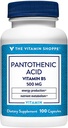 ויטמין Shoppe Pantothenic Acid 500MG, עם ויטמין B5, תומך ייצור אנרגיה שיער, עור, ציפורניים, פעם יומי (100 קפסולות)