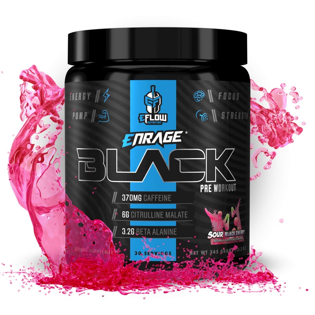 דיאטת תזונה נמוכה משחיתה את התוסף Black High Stimulant Pre Workout - אבקת Preworkout כדי Boost Energy, Pumps and Power - 4 Flavors (30 משרתים) (Sour Black Cherry)