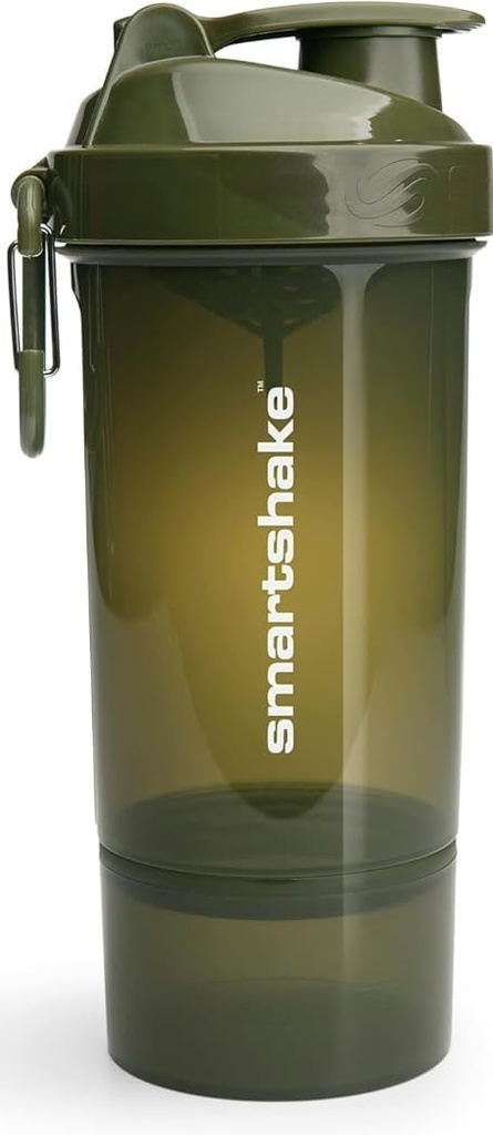 Smartshake O2GO One פלסטיק חלבון Shaker 800 מ"ל | 27 oz - Leakהוכחה Screw-on Lid - BPA Free - Unisex - צבא ירוק