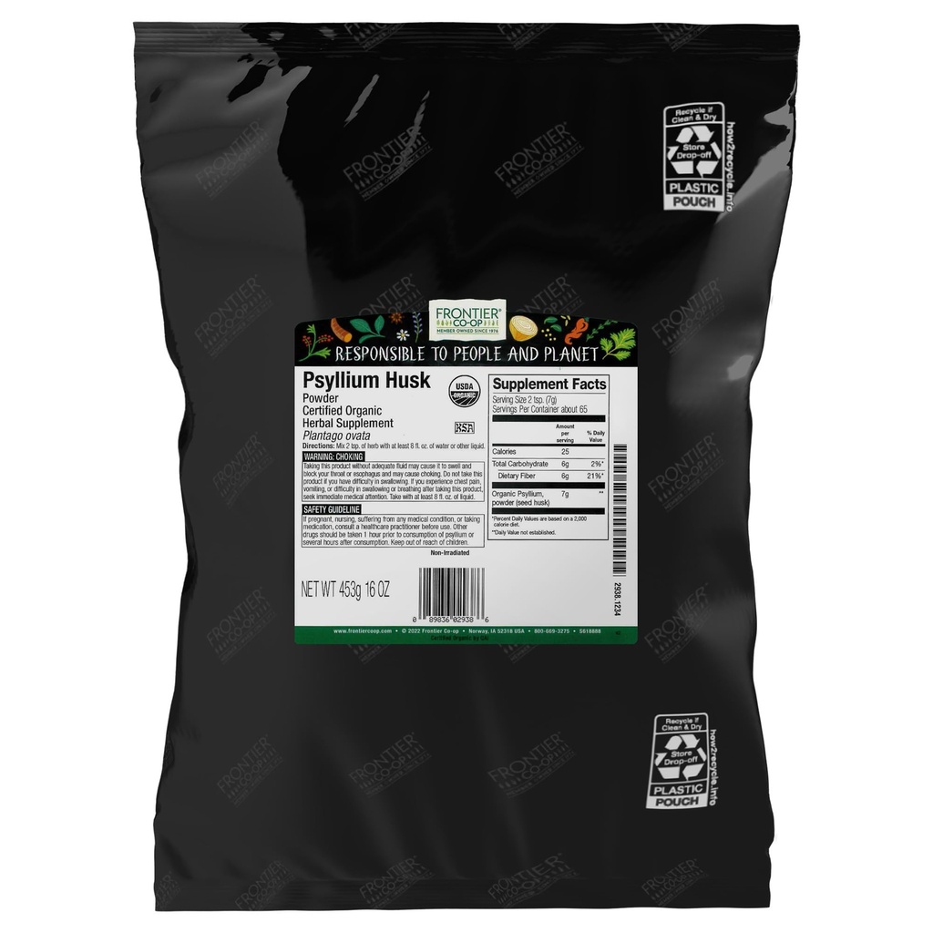 Frontier Co-op Organic Psyllium Husk אבקת 1lb
