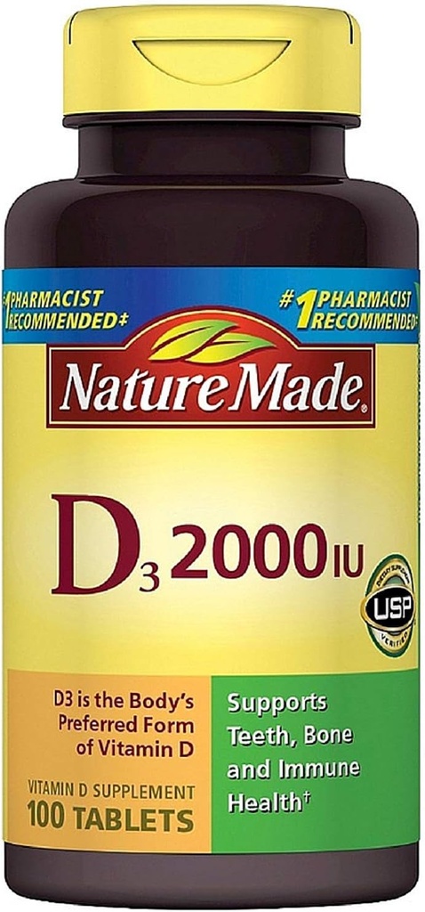 הטבע יצר ויטמין D3 2000 IU Tablet 100 ea (Pack of 11)