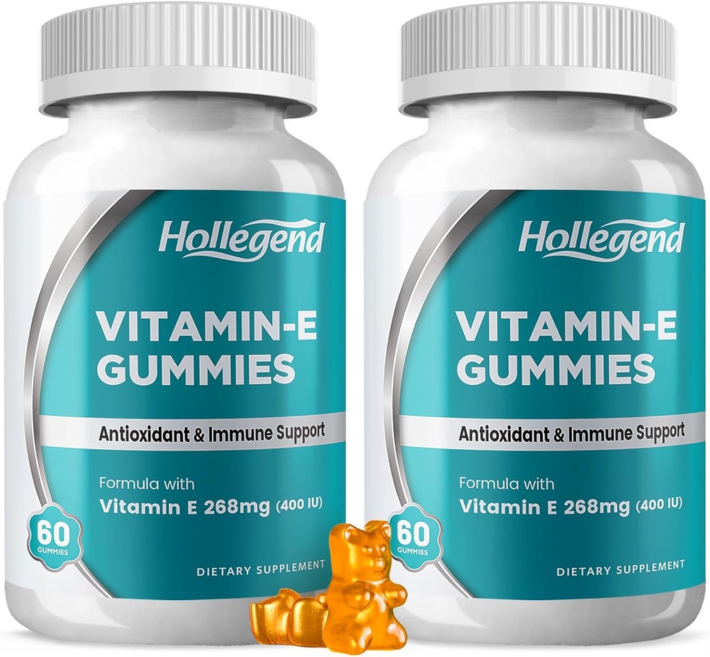 ויטמין E Gummies 268 מ"ג 400 IU, ויטמין טבעי E Chewable תוסף למבוגרים, נשים וגברים, Skin & Immune Health, Antioxidant, Orange Flavor, 120 הרוזן