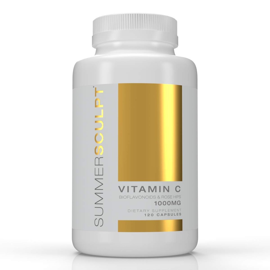 ויטמין C 1000 מ"ג ליום Immune תומך עם Rose HIPS & Citrus Bioflavonoids בריאים עור וג'ינטים Buffered non-GMO Non Acidic, 120 קפסולות