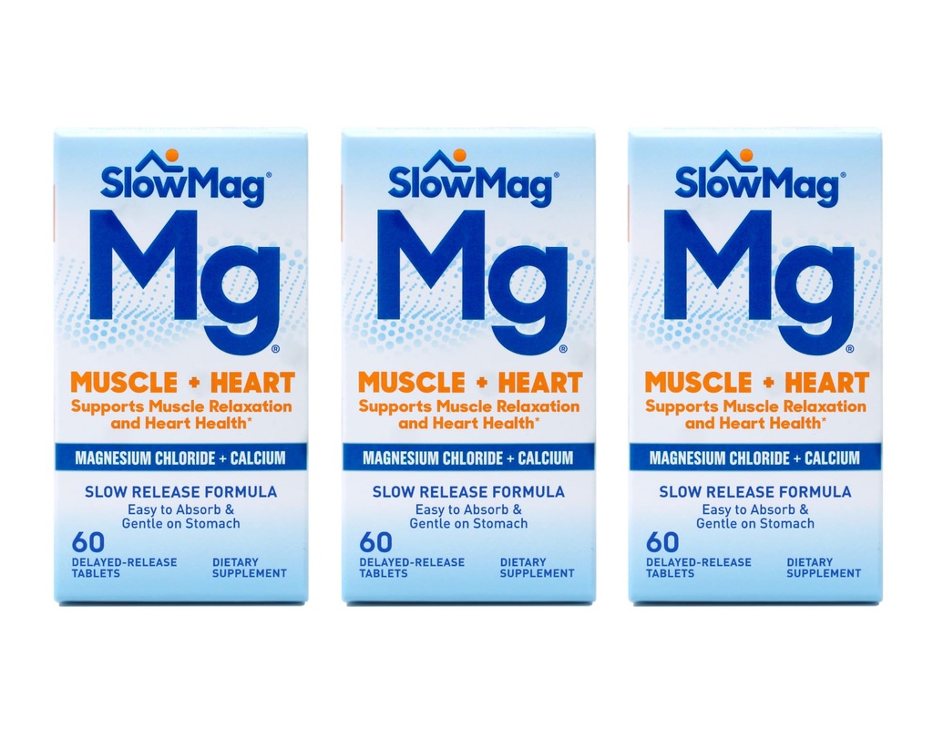 Slow Magnesium Chloride ו Calcium, 60 טבליות כל (Value Pack של 3)