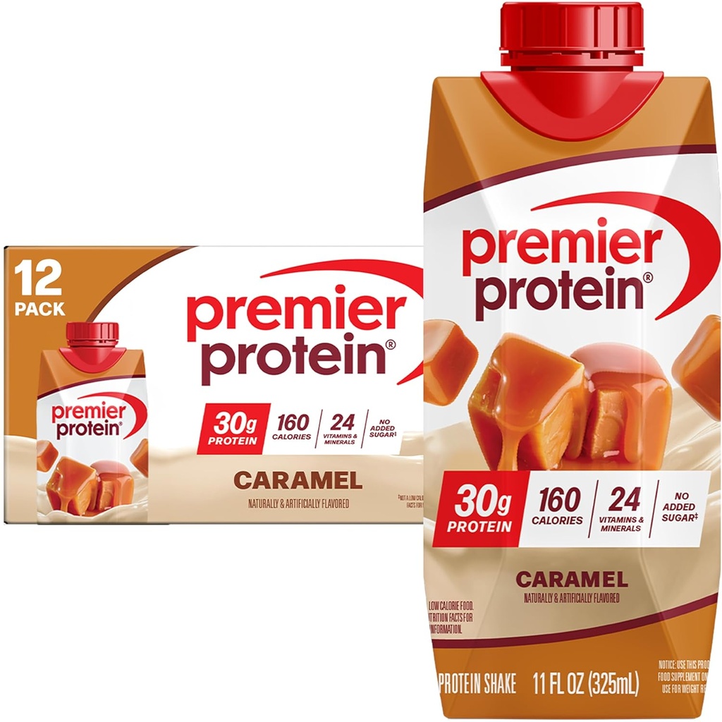 חלב ראש הממשלה שקד, קארמל, חלבון 30g, 11 oz, Pack של 12 (Packaging May Vary)
