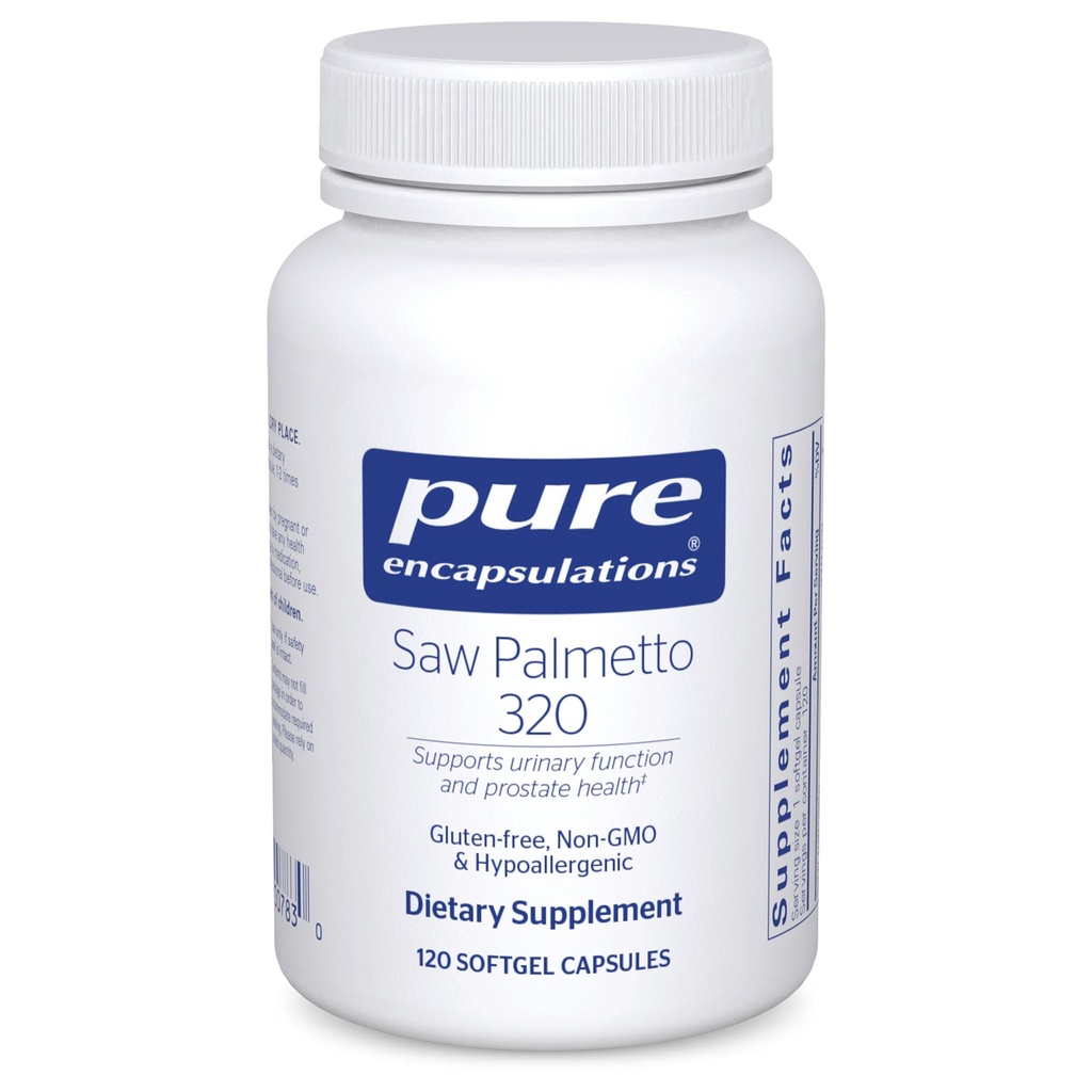 Encapsulations טהורים Saw Palmetto 320 - Fatty Acids & Other Essential Materialsents כדי לתמוך Metabolism & Urinary function - with Saw Palmetto Extracts - 120 קפסולות Softgel