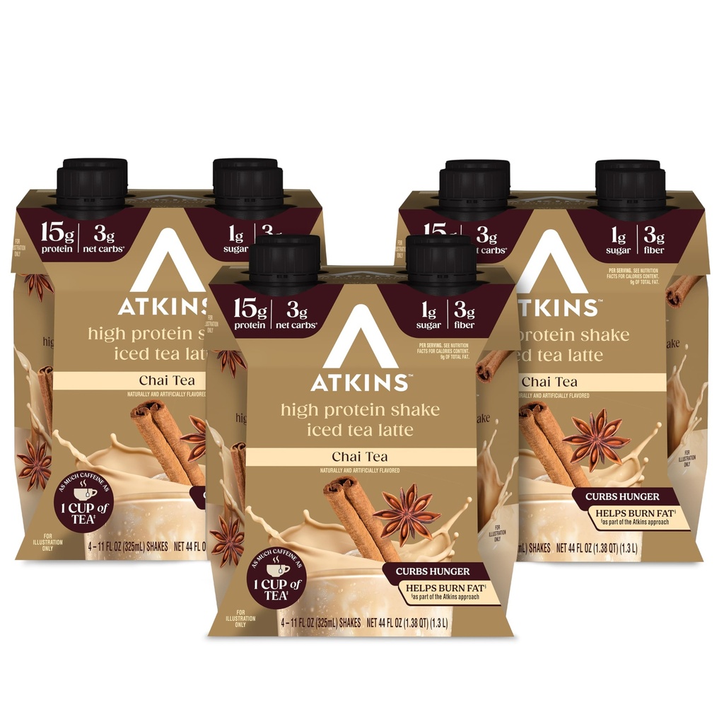 Chai Tea Latte Flavored חלבון שקד, חלבון גבוה שקד, נמוך Glycemic, נמוך פחמימות, סוכר נמוך, Keto Friendly, Gluten Free, 12 ספירה (3 קבוצות של 4)