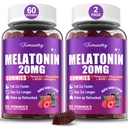 Melatonin Gummies 20 מ"ג למבוגרים - כוח מקסימלי מלטונין חניכיים עם L-theanine, Magnesium, אומגה 3, MSM, D3 & Zinc - Non-Habit Forming, טבעוני, non GMO, תערובת טבעית ברי פלפור
