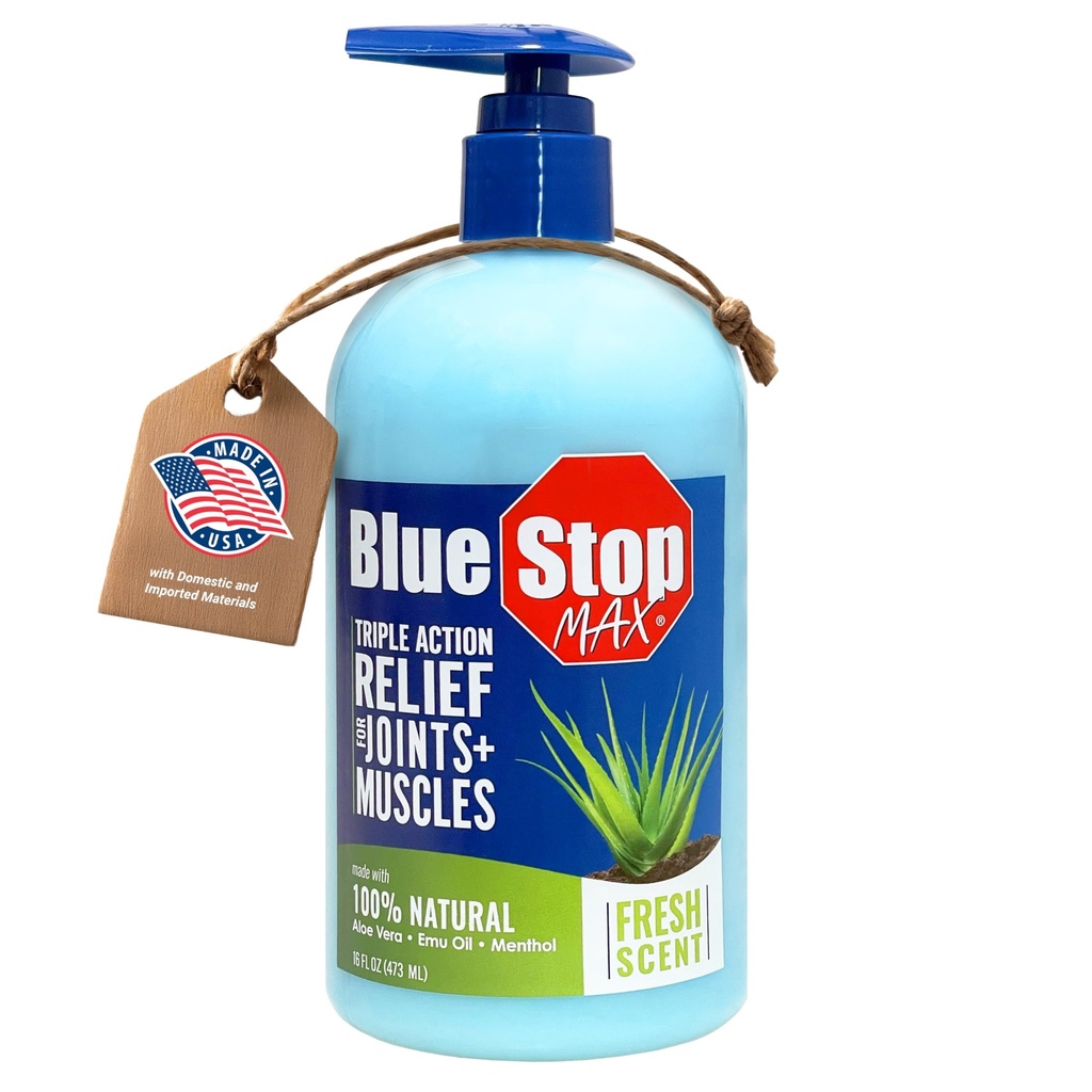 Blue Stop Max Gel for Body Aches, 16 oz Pump; 3 מתוך 1 מוצרים Relieves Body Aches, תומך במשותףים ו Nourishes The Skin