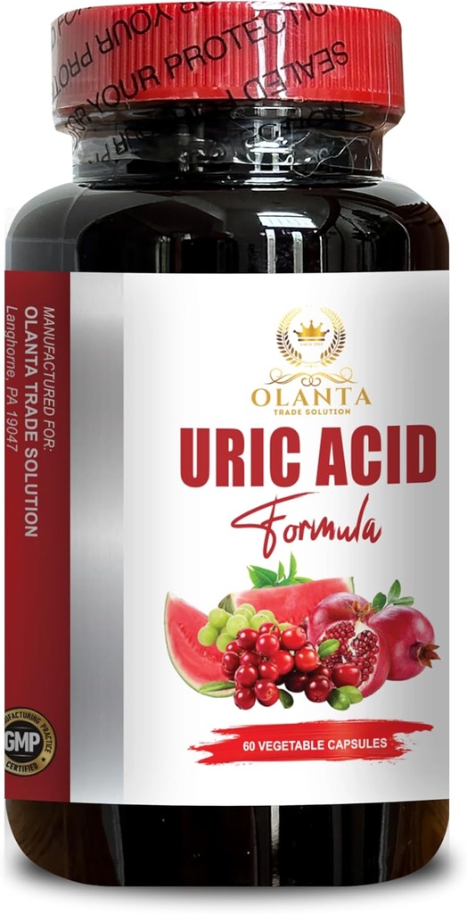 uric Acid - URIC Acid פורמולה - תוספת חלב, Tart Cherry, קפה ירוק שעועית, Citric Acid, Celery Seed, Pomegranate, Turmeric, נוגדי חמצון - 1 בקבוק 60 קפסולות